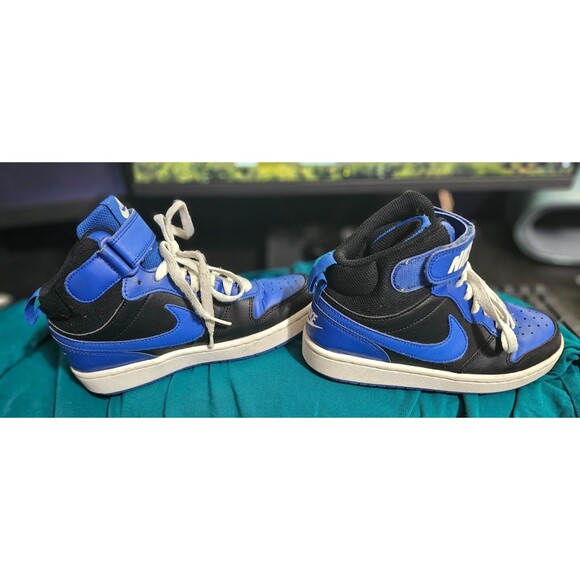 Size 3.5Y (GS) - Nike Court Borough 2 Mid Black Game Royal - Picture 4 of 7